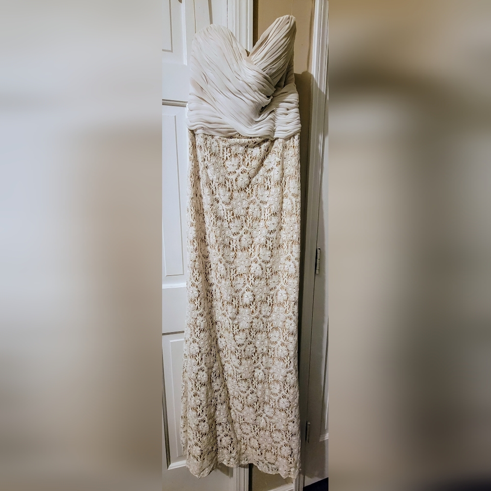 JS Collections Cream Embellished Maxi Skirt